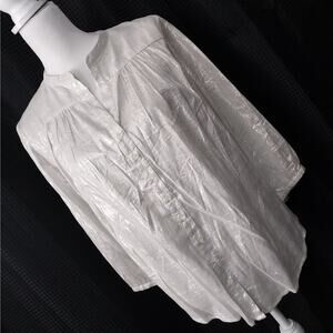 NWOT! DIAB'LESS! SHEER SILVER METALLIC BOHO CHIC PEASANT TOP, BLOUSE! SZ S